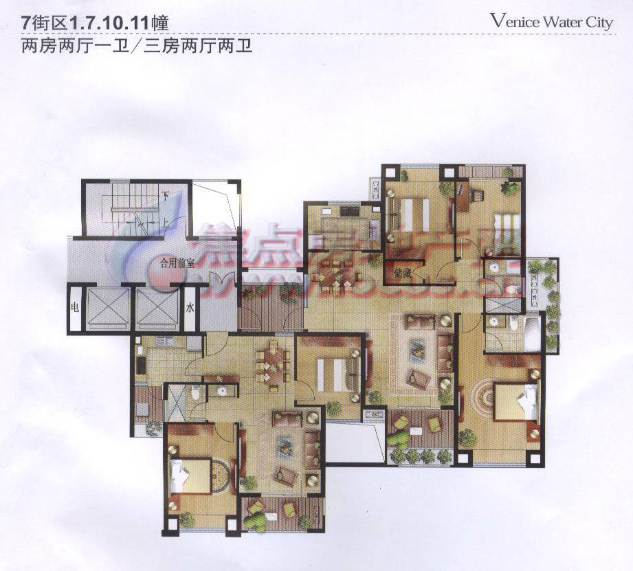 北外滩水城--6街区9幢--2室2厅1卫