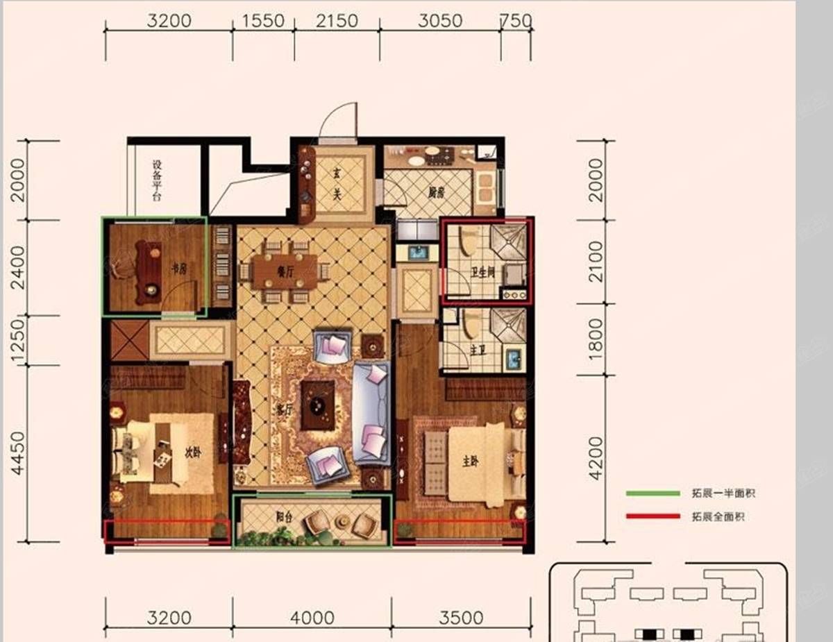 金汇首府d居室3室2厅2卫d户型图-杭州手机搜狐焦点网