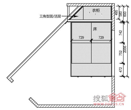 卧室衣柜平面布置图-定制奇迹 50㎡户型梯形空间衣柜设计方案出炉