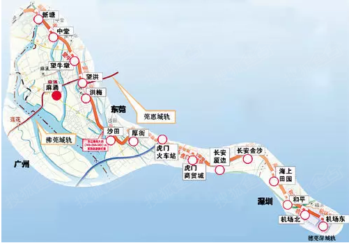莞深城际轨道琶洲支线顺延南沙项目工程,这一项目已经上报广州市政府