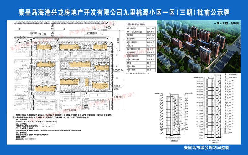 秦皇岛北部新盘兴龙九里桃源一区批前公示